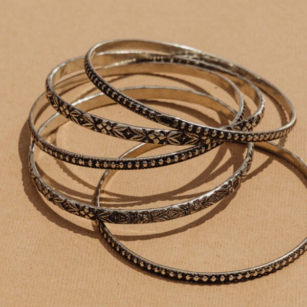 Antiqued Brass Bangle Set (Set of 5)