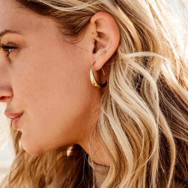 Crescent Moon Threader Drop Earrings